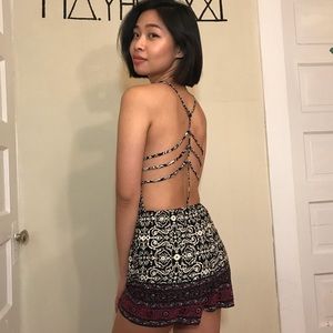 Sexy back tribal romper